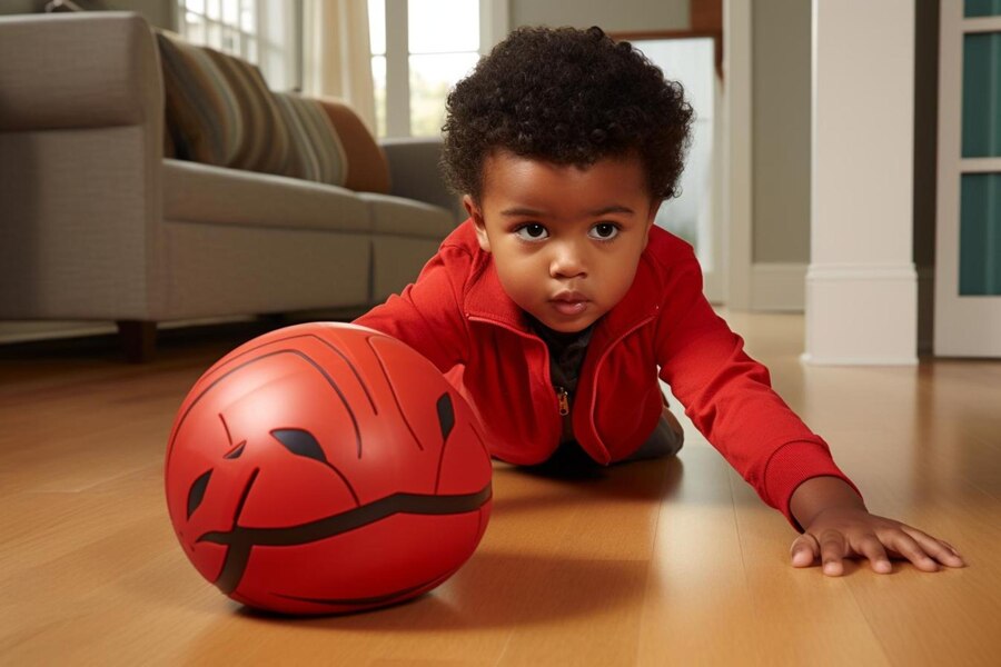 Un enfant joue avec un ballon dégonflé Photos de pauvreté187jpg